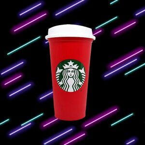 NEW!!! Starbucks Festive Red Cup with White Lid